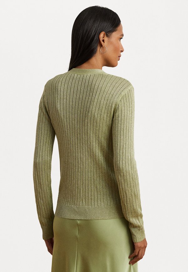 METALLIC LINEN BLEND RIB KNIT CARDIGAN - Cardigan - light olive3