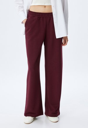 WIDE LEG - Tracksuit bottoms - bordeaux