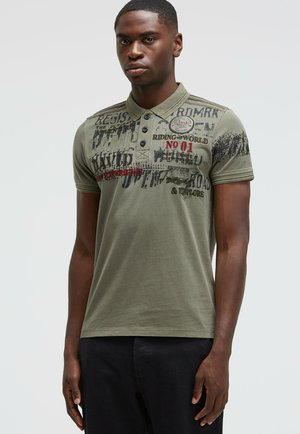KURZARM MIT TAPES UND LOGO-APPLIKATIONEN - Poloshirt - vintage khaki