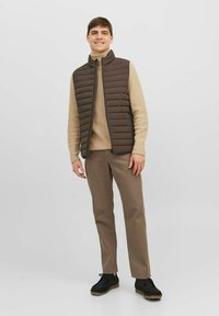 Jack & Jones PREMIUM ERECYCLE BODYWARMER - Waistcoat - seal brown