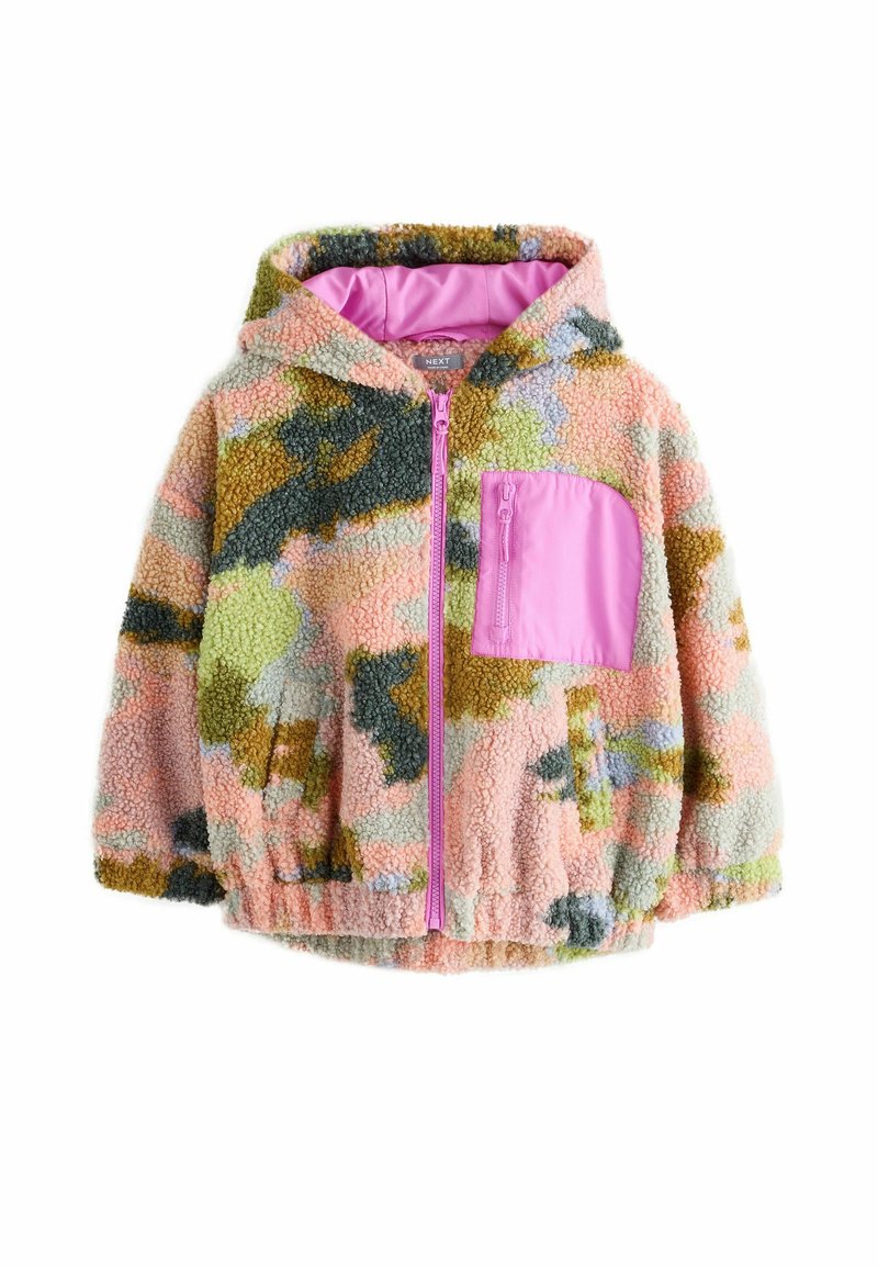 Next Fleecejacka - pink green abstract