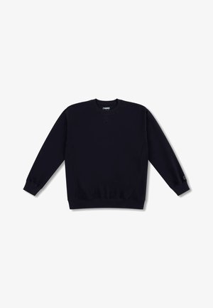 Tumesinine crewneck'i spordipusa pikade varrukatega, soonikkoesed ja äärised, millel on V-õmbluse detail kaeluses ja litsentsitud logo varrukal.
