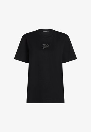 KARL LAGERFELD, RHINESTONE AUTOGRAPH T-SHIRT - T-shirts print - black