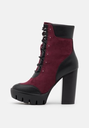 Enkellaarsjes met hoge hak - bordeaux