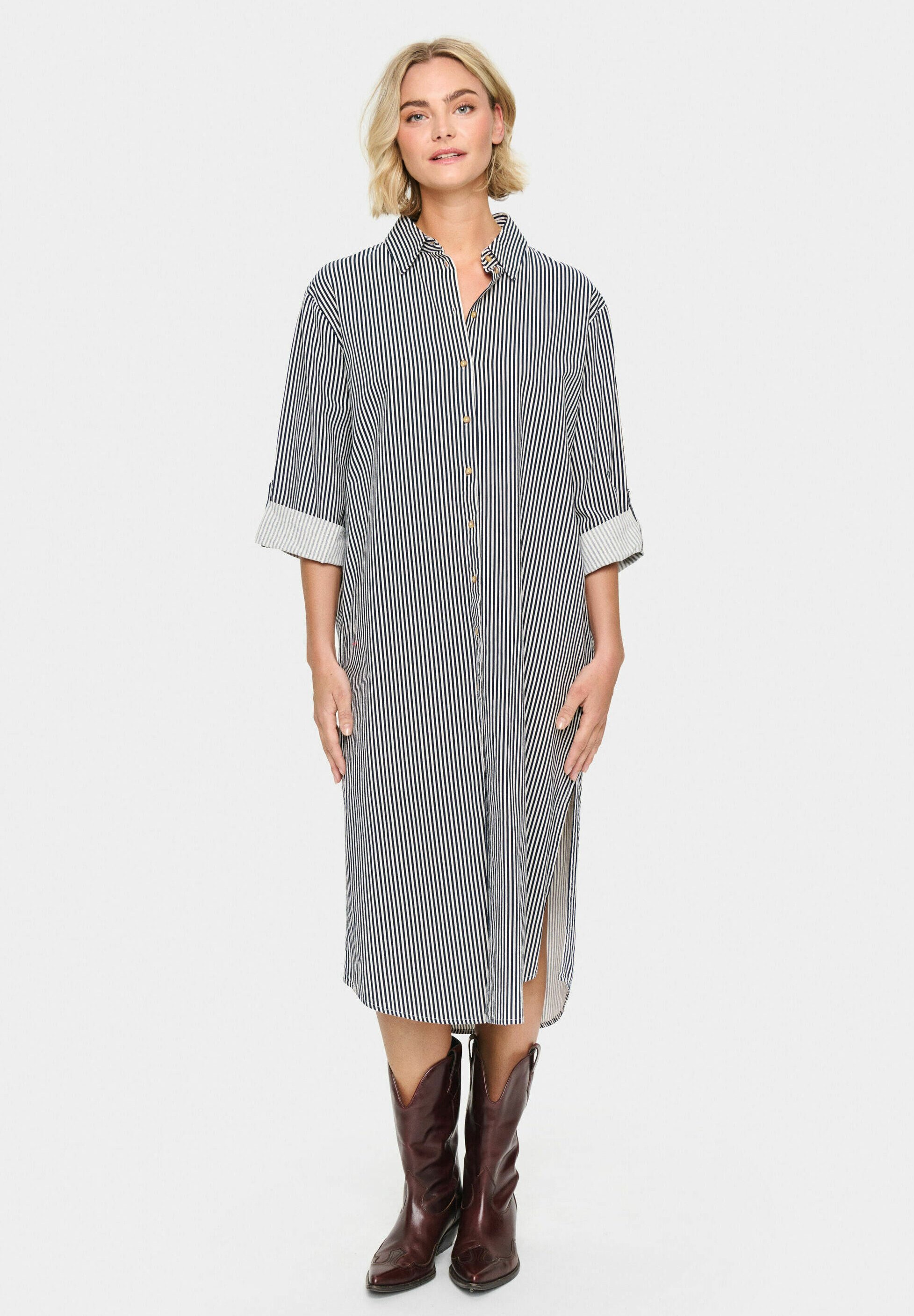 ワンピース Saint-Tropez Striped Long Dress Saint Tropez ZALINDASZ STRIPE - Shirt dress - ice nightsky stripe