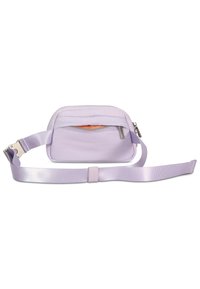 Fialová nylonová ledvinka s jemnou texturou. Obsahuje zipovou kapsu, nastavitelný popruh a elegantní, kompaktní design vhodný pro každodenní použití.