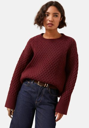 HONEYCOMB DETAIL - Jumper - berry red