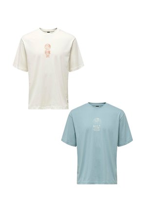 2ER-SET RUNDHALS KURZARM - T-Shirt print - weiß blau