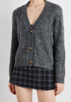 Strickjacke - mottled dark grey