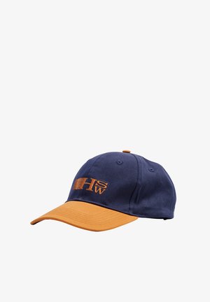 Tumesinise värvi pesapalli müts oranži äärega, esiosas on tikand "HSW" logo. Valmistatud klassikalisest kangast ja kaarjas visor.
