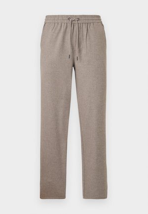 Graue Jogginghosen aus weichem Stoff, mit einem elastischen Taillenbund und einem verstellbaren Kordelzug sowie einem geraden Beinanschnitt.