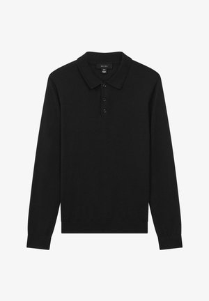 Czarna, długosleeve polo z miękkiego materiału, z klasycznym kołnierzykiem i zapięciem na trzy guziki. Prosty design z ściągaczami przy mankietach.