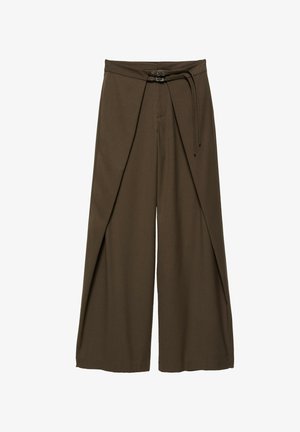 PULL&BEAR, HIGH-WAIST DARTED WITH BUCKLES - SMART TROUSERS - Pantalon classique - brown