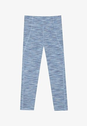 Leggings bleu clair avec un motif texturé et rayé. Design ajusté, taille mi-haute et coutures lisses pour un look sans couture.