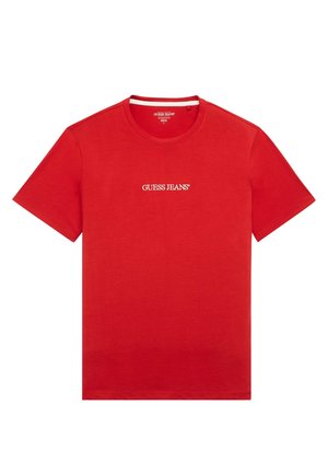 Guess Jeans GJ SS CN LOGO EMBRO TEE - T-Shirt print - rot