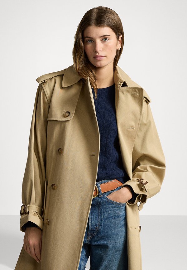 DOUBLE BREASTED TWILL TRENCH COAT - Trenchcoat - surrey tan
