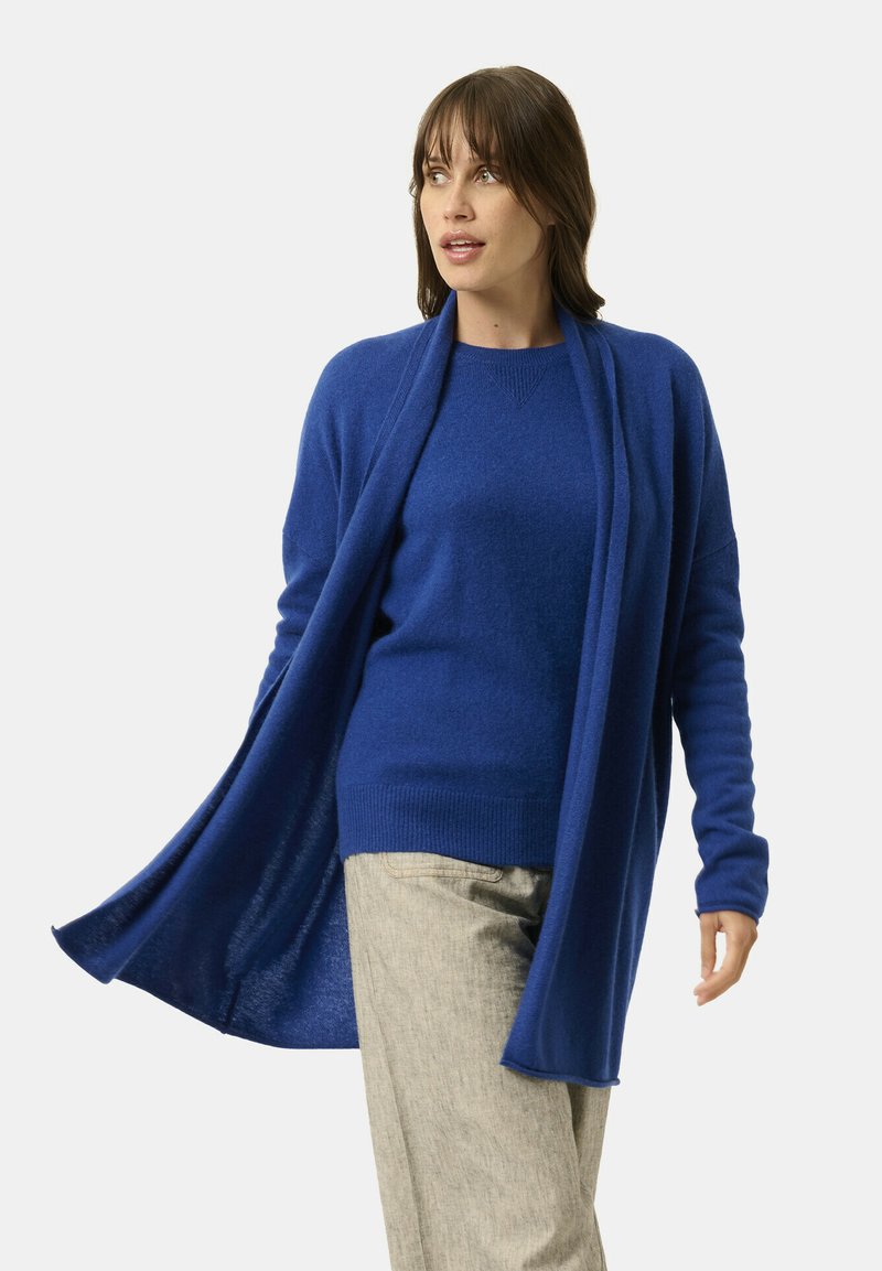 Just Cashmere LONG OUVERT COL CHÂLE Gilet overseas/bleu ZALANDO