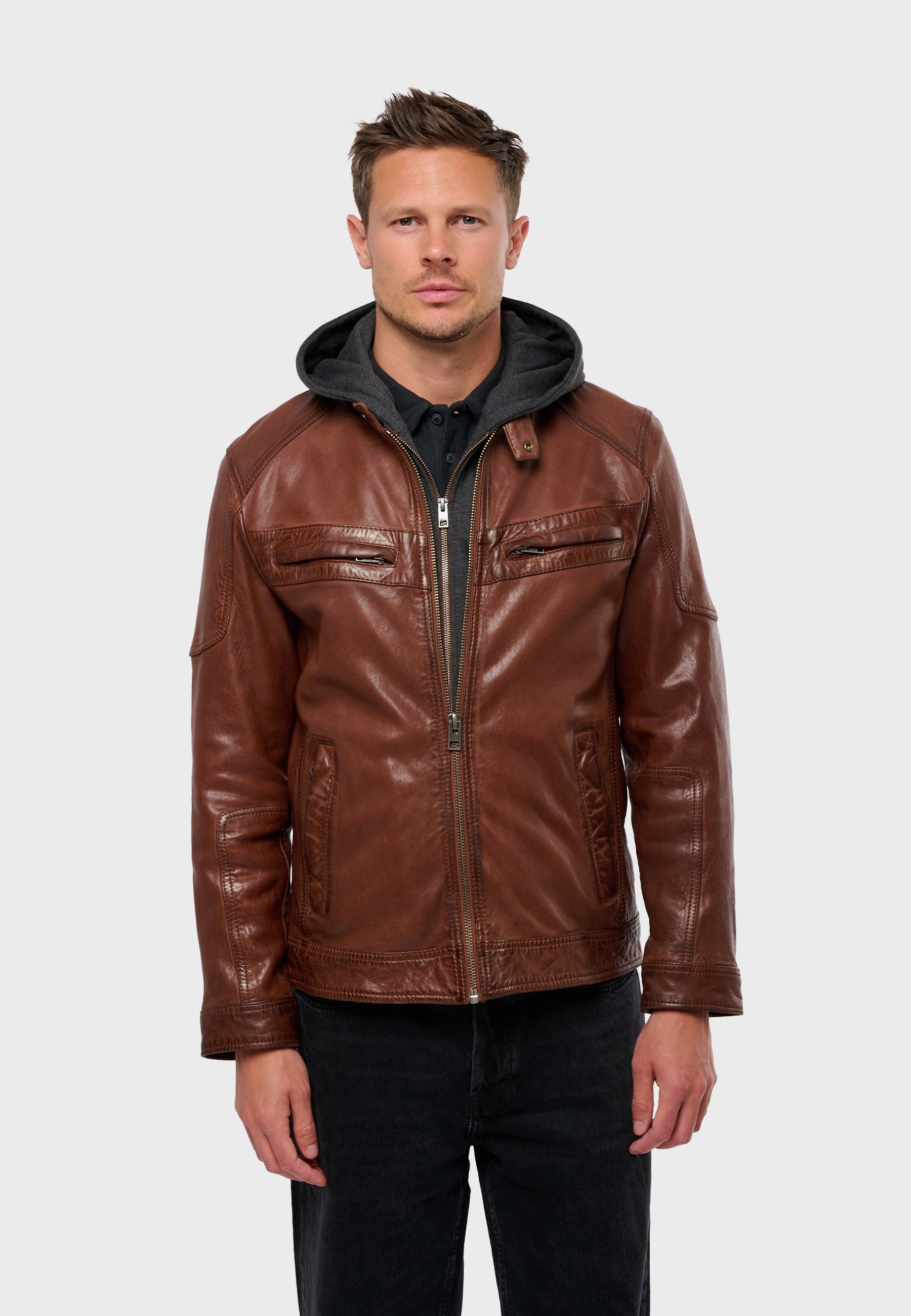 Oakwood - Kurtka skórzana/koniakowy - Zalando.pl