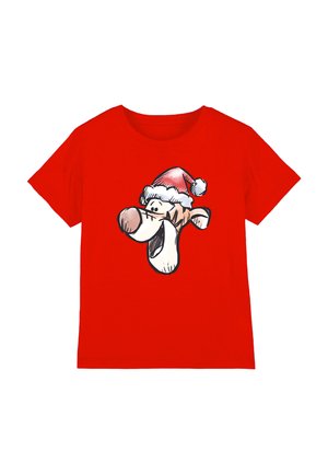 TIGGER SANTA HAT - Print T-shirt - red