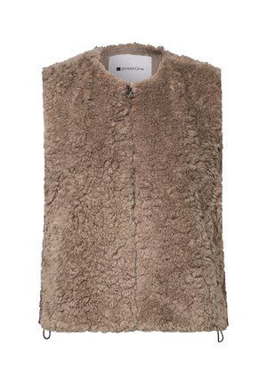 Street One, FAKE FUR WESTE MIT TASCHEN UND ZIPPER - Veste sans manches - sanded amber