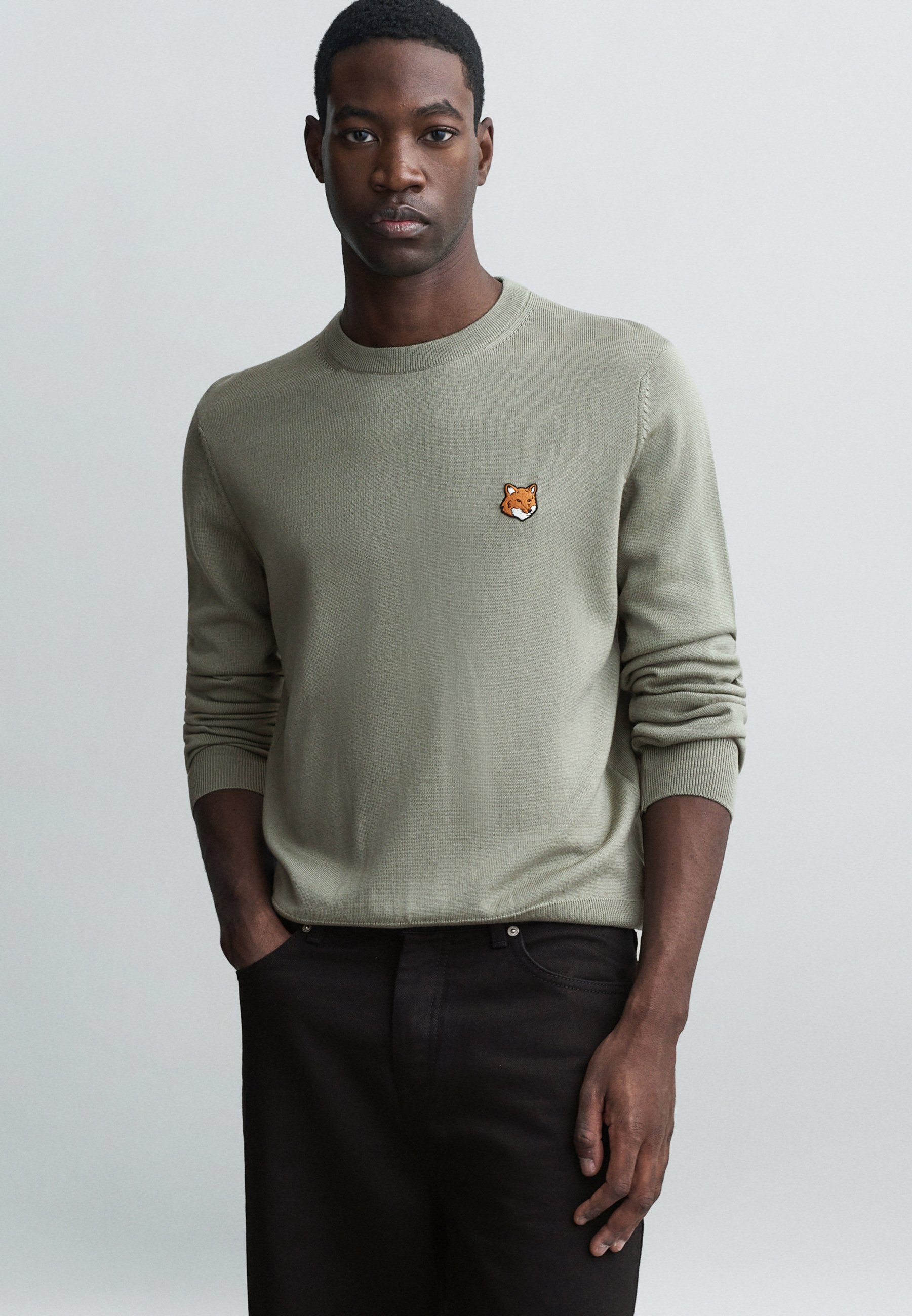 Maison Kitsuné FOX HEAD REGULAR JUMPER - Jumper - laurel green