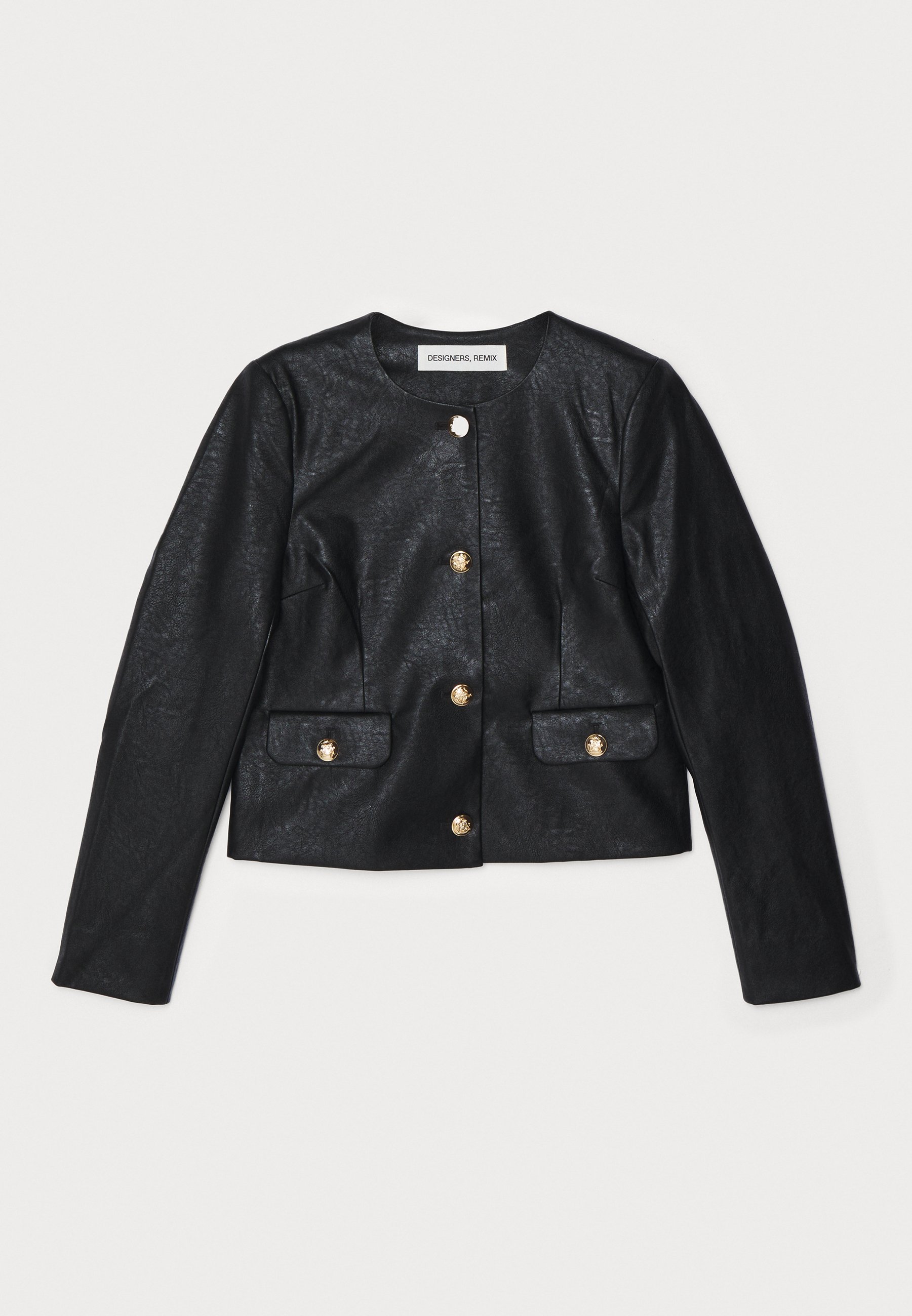 DESIGNERS REMIX MAYA BUTTON - Faux leather jacket - black - Zalando.ie