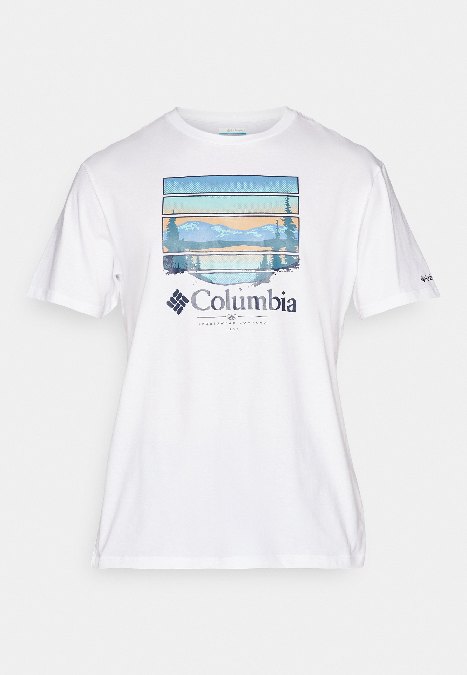 white colorful graphic tee