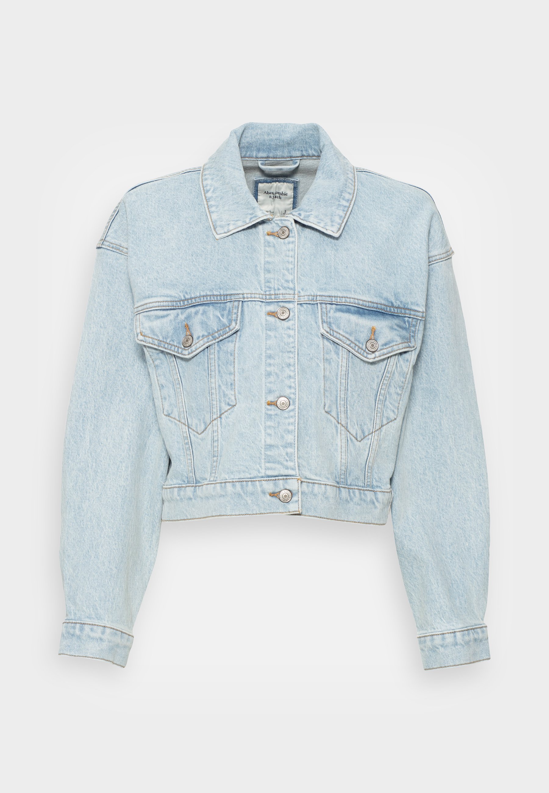 Abercrombie \u0026 Fitch Jacket Denim Jacket Light Marble, Women's, Size: XXL, Light Blue