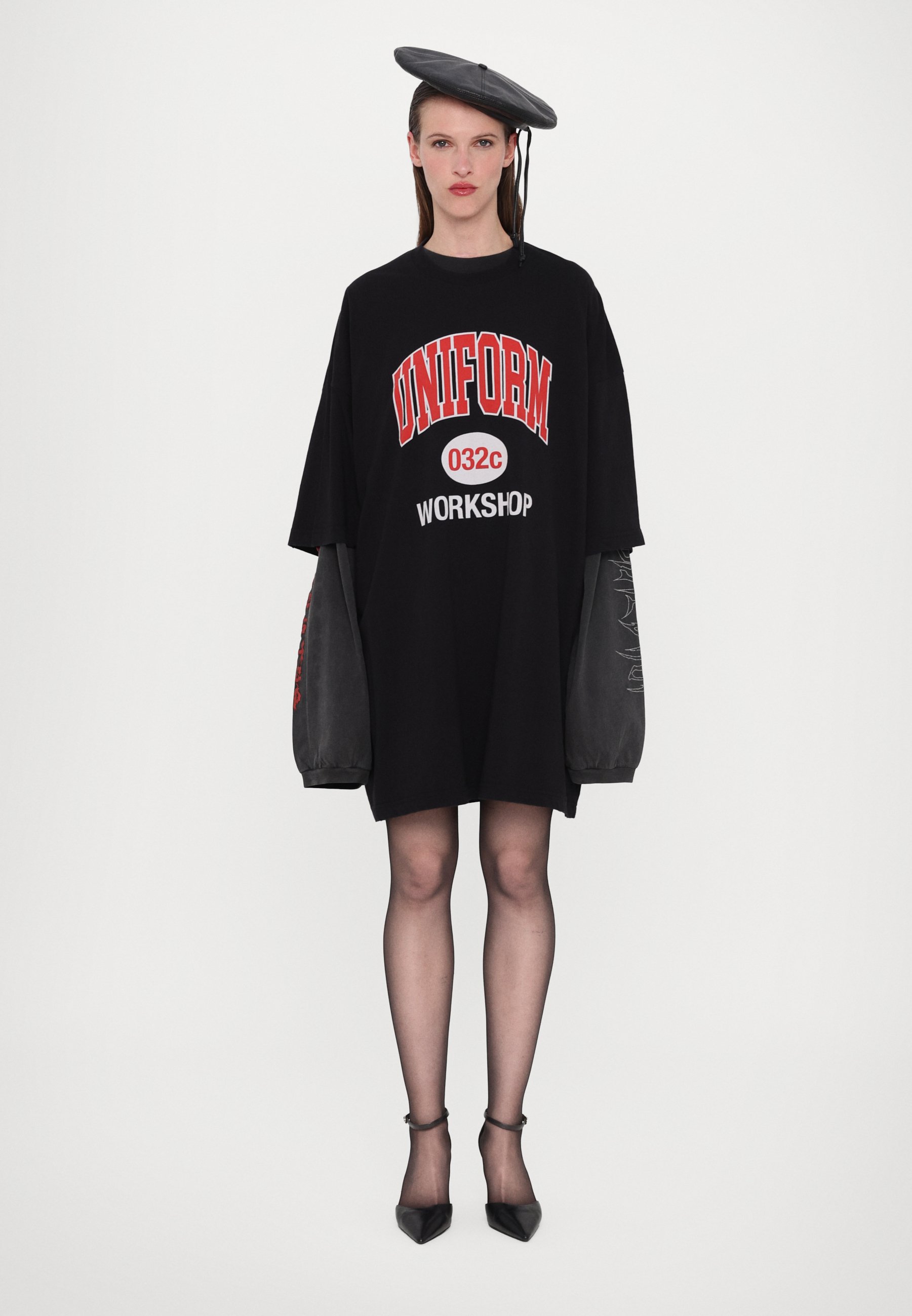 ★032c★ U LUCKY STRIKE OVERSIZED TSHIRT WASHED BLACK LUCKY LUCKY STRIKE