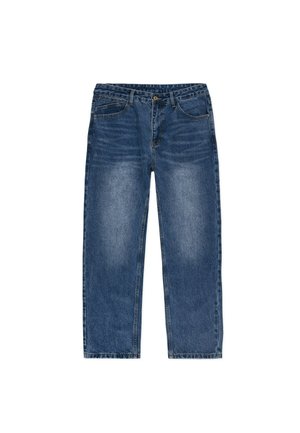 Niebieskie dżinsy o prostym kroju nogawki, z pięcioma kieszeniami i subtelnym wyblakłym efektem. Posiadają zamek błyskawiczny oraz klasyczny pasek.