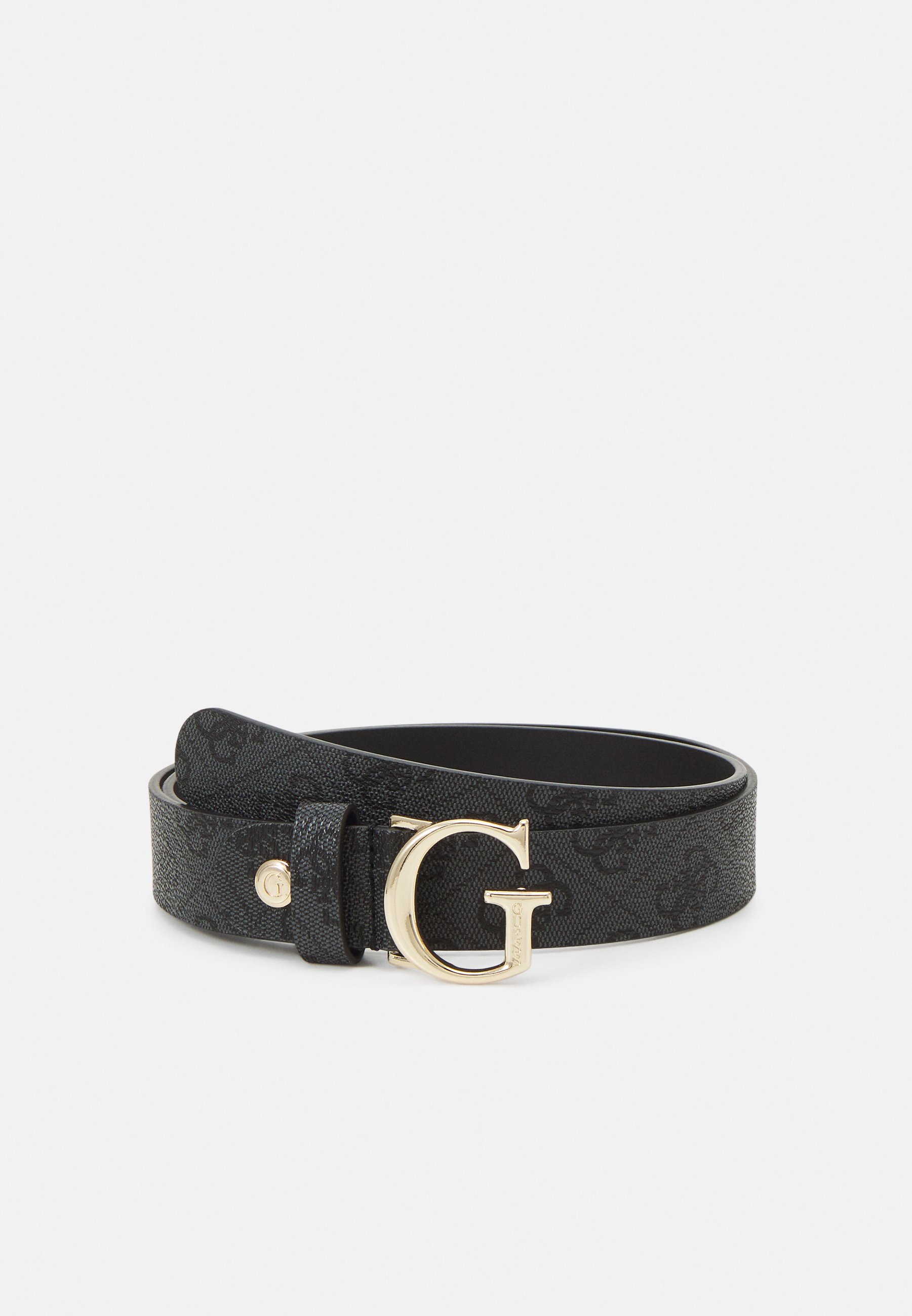 GUESS Damen Noelle Gürtel – Verstellbar & Reversible, Logo-Steckschnalle, Schwarz/korallenrosa, Kunstleder, Größen S/M/L