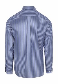 Langearm, knoopsluiting shirt in blauw en witte strepen. Heeft een klassieke kraag en manchetten, gemaakt van gladde katoen.