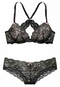 SET - Push-up bra - schwarz rosa