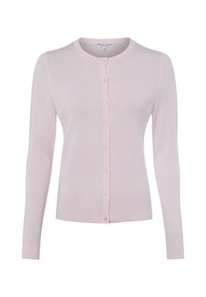 Cardigan rose clair à manches longues, boutonné, col rond avec poignets et ourlet côtelés, taille small de Marie Lund Copenhagen.