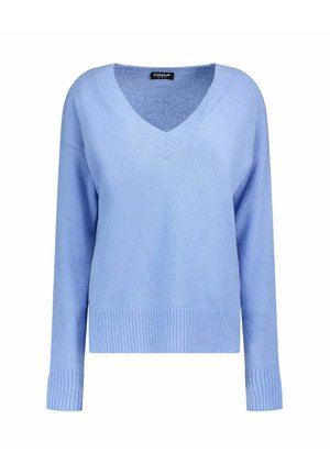 MAGLIONE SCOLLO V - Pullover - azzurro