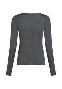 Langsleeve top in heather gray, met een ronde halslijn en een zachte, gestructureerde stof. Slanke pasvorm met minimale details op de achterkant.