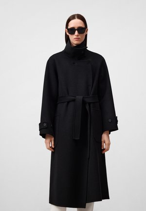 FUNNEL NECK CROSS-FRONT - Mantel - black