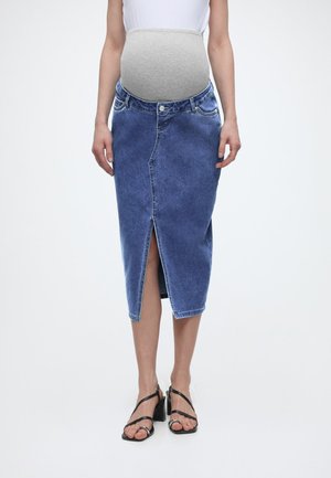 ONLY MATERNITY OLMSIRI FRONT SLIT  - Jupe en jean - medium blue denim