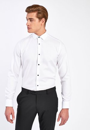 WHITE SLIM FIT SINGLE CUFF FLORAL CONTRAST TRIM SHIRT - Koszula - white