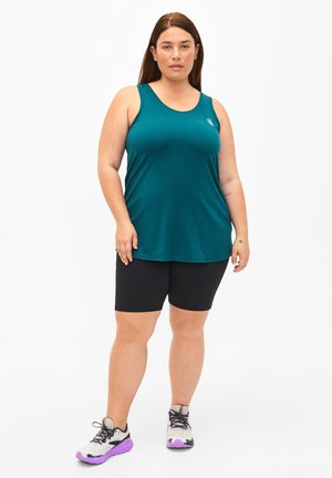 MIT RUNDHALSAUSSCHNITT - Tops - deep teal