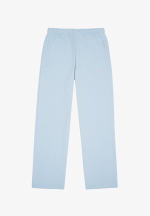 Lyseblå afslappede bukser med elastisk talje, to lynlåslommer i siden og et lille mærkelogo på højre lår.