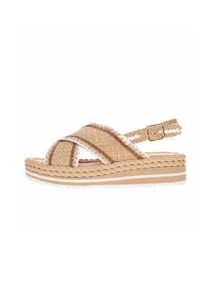 Sandalen met plateauzool - nocciola