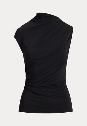 Lauren Ralph Lauren, SHIRRED STRETCH JERSEY MOCKNECK TOP - Débardeur - black