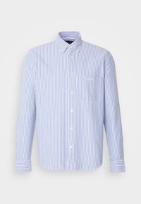 BUTTON DOWN COLLAR LONG SLEEVES CHEST POCKET ROUND HEM - Ing - cool blue