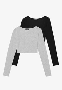 2 PACK - T-shirt à manches longues - black/light grey melange