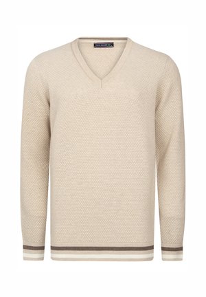 V-NECK LONG SLEEVE - Pullover - beige