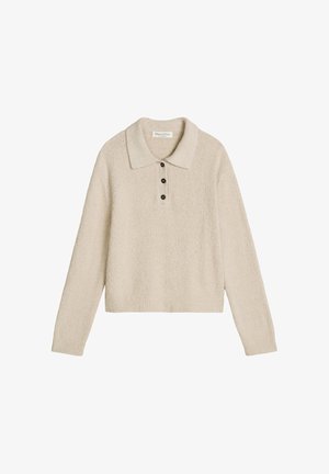 Marc O'Polo, MARC O'POLO STRICK-POLOSHIRT RELAXED AUS BOUCLÉ-GARN - Poloshirt - natural