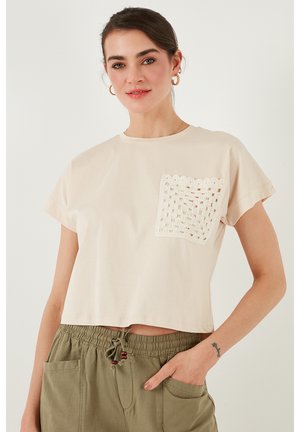 REGULAR FIT - T-shirt imprimé - stone