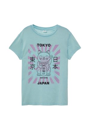FRONT UND GARMENT DYE - T-shirt print - helles türkis