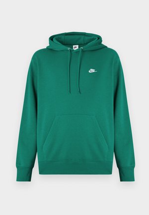 Felpa verde con cappuccio regolabile, tasca a marsupio e piccolo logo Nike bianco sul petto. Realizzata in tessuto morbido con polsini a costine.